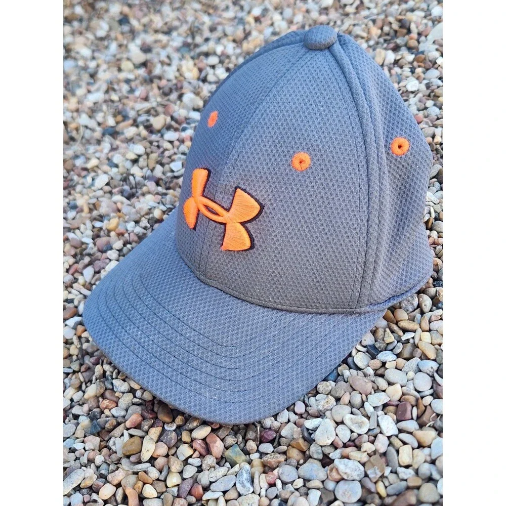 Under Armour Gray & Orange Youth Size XS Stretch Fitted Hat